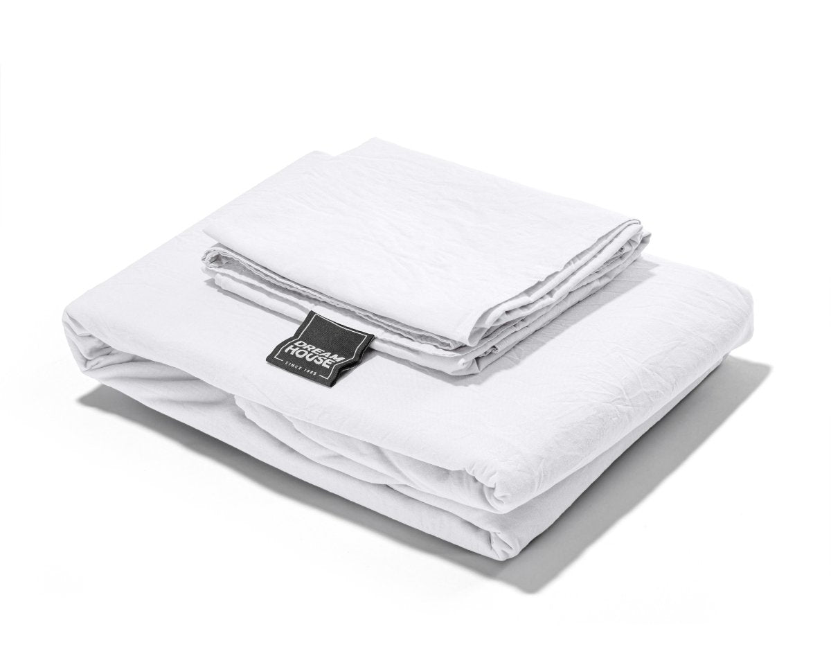 100% Cotton Duvet Cover Set Stone Washed | White | Single - 135cm (W) x 200cm (L) - The Bedding & Blankets Store