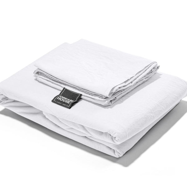 100% Cotton Duvet Cover Set Stone Washed | White | Single - 135cm (W) x 200cm (L) - The Bedding & Blankets Store