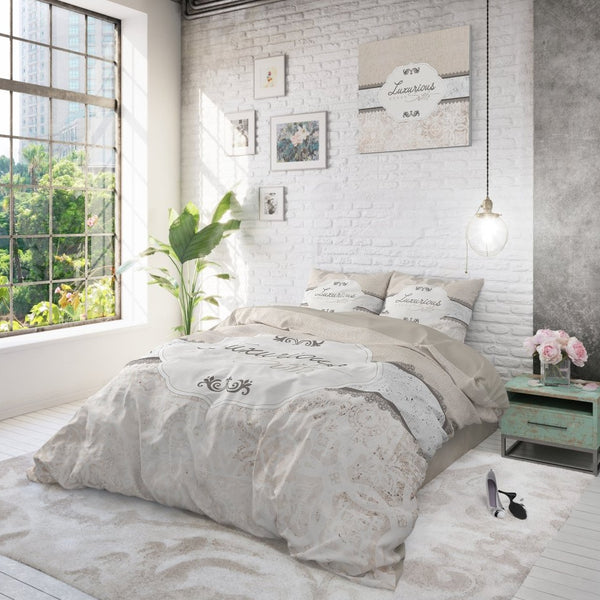 100% Cotton Duvet Cover Set Suite 2 | Taupe | Twin - 155cm (W) x 200cm (L) - The Bedding & Blankets Store
