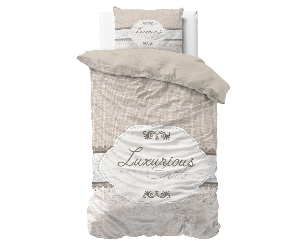 100% Cotton Duvet Cover Set Suite 2 | Taupe | Twin - 155cm (W) x 200cm (L) - The Bedding & Blankets Store