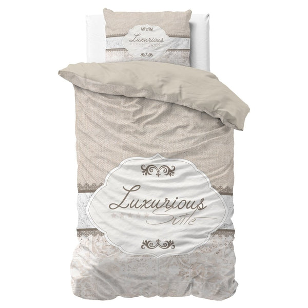 100% Cotton Duvet Cover Set Suite 2 | Taupe | Twin - 155cm (W) x 200cm (L) - The Bedding & Blankets Store