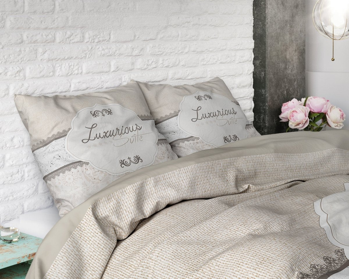 100% Cotton Duvet Cover Set Suite 2 | Taupe | Twin - 155cm (W) x 200cm (L) - The Bedding & Blankets Store