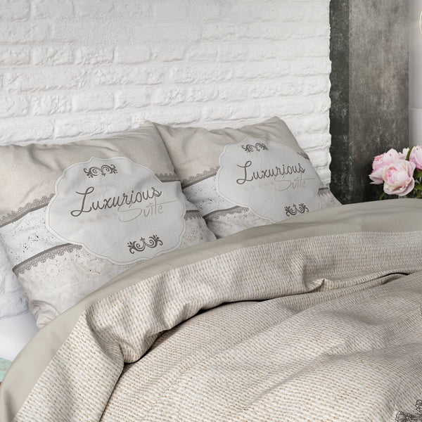 100% Cotton Duvet Cover Set Suite 2 | Taupe | Twin - 155cm (W) x 200cm (L) - The Bedding & Blankets Store