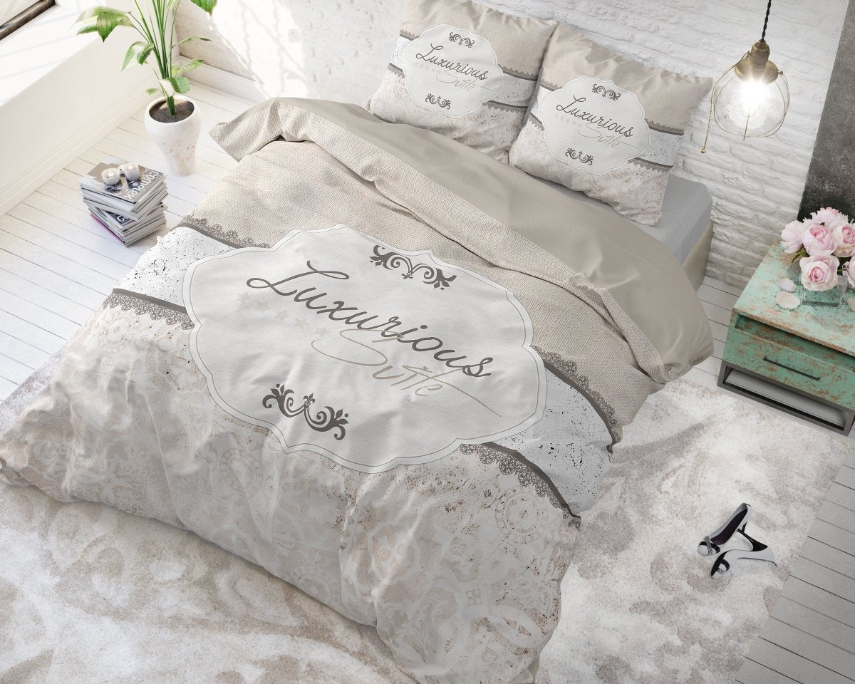 100% Cotton Duvet Cover Set Suite 2 | Taupe | Twin - 155cm (W) x 200cm (L) - The Bedding & Blankets Store