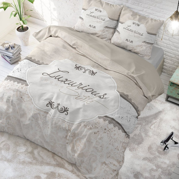 100% Cotton Duvet Cover Set Suite 2 | Taupe | Twin - 155cm (W) x 200cm (L) - The Bedding & Blankets Store