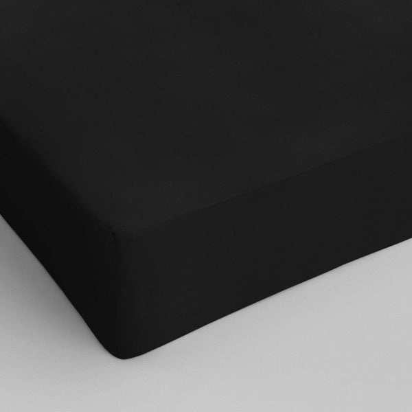 100% Cotton Fitted Sheet | Black | Single Narrow (EU) 70 x 200cm (L) x 30cm (D) - The Bedding & Blankets Store