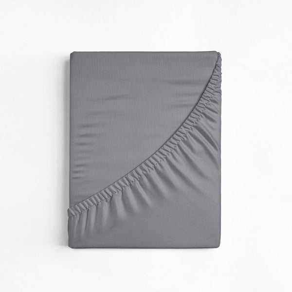 100% Cotton Fitted Sheet | Grey | Single Narrow (EU) 70 x 200cm (L) x 30cm (D) - The Bedding & Blankets Store