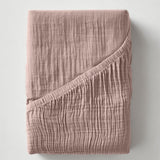 100% Cotton Fitted Sheet Mousseline | Blush Pink | Double 140 x 200cm (L) x 30cm (D) - The Bedding & Blankets Store