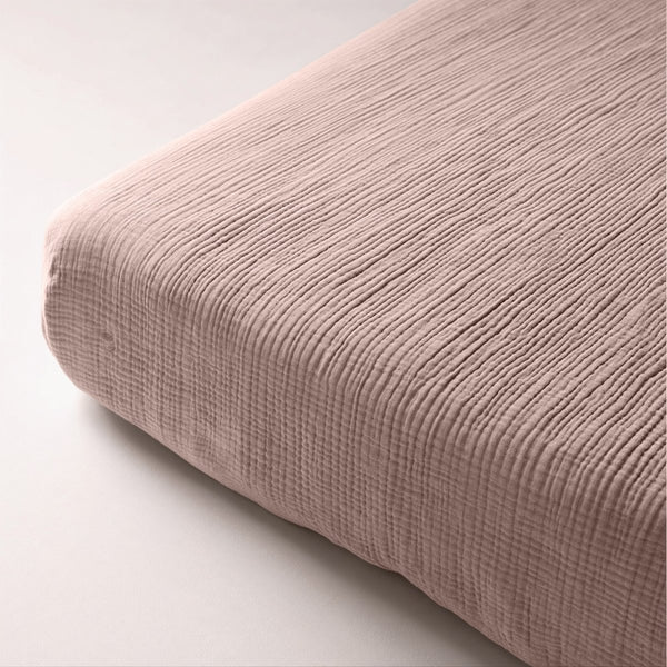 100% Cotton Fitted Sheet Mousseline | Blush Pink | Double 140 x 200cm (L) x 30cm (D) - The Bedding & Blankets Store