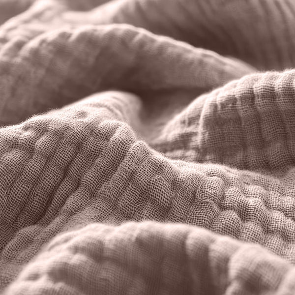 100% Cotton Fitted Sheet Mousseline | Blush Pink | Double 140 x 200cm (L) x 30cm (D) - The Bedding & Blankets Store
