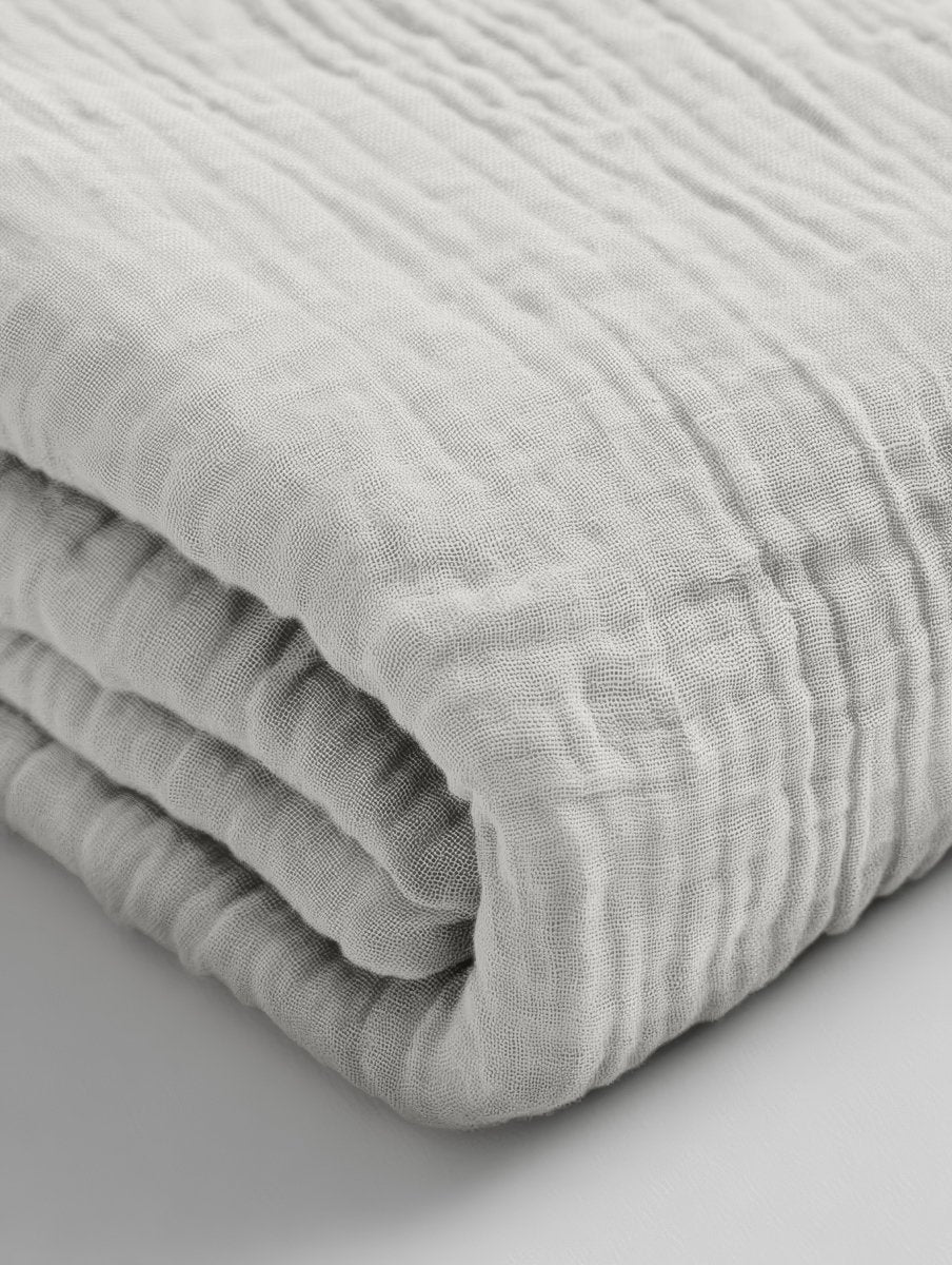 100% Cotton Fitted Sheet Mousseline | Cream | Double 140 x 200cm (L) x 30cm (D) - The Bedding & Blankets Store