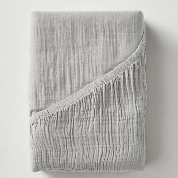 100% Cotton Fitted Sheet Mousseline | Cream | Double 140 x 200cm (L) x 30cm (D) - The Bedding & Blankets Store