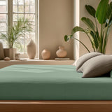 100% Cotton Fitted Sheet Mousseline | Green | Double 140 x 200cm (L) x 30cm (D) - The Bedding & Blankets Store