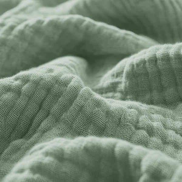 100% Cotton Fitted Sheet Mousseline | Green | Double 140 x 200cm (L) x 30cm (D) - The Bedding & Blankets Store