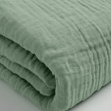 100% Cotton Fitted Sheet Mousseline | Green | Double 140 x 200cm (L) x 30cm (D) - The Bedding & Blankets Store