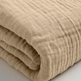 100% Cotton Fitted Sheet Mousseline | Nude | Double 140 x 200cm (L) x 30cm (D) - The Bedding & Blankets Store
