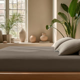 100% Cotton Fitted Sheet Mousseline | Taupe | Double 140 x 200cm (L) x 30cm (D) - The Bedding & Blankets Store