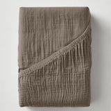 100% Cotton Fitted Sheet Mousseline | Taupe | Double 140 x 200cm (L) x 30cm (D) - The Bedding & Blankets Store