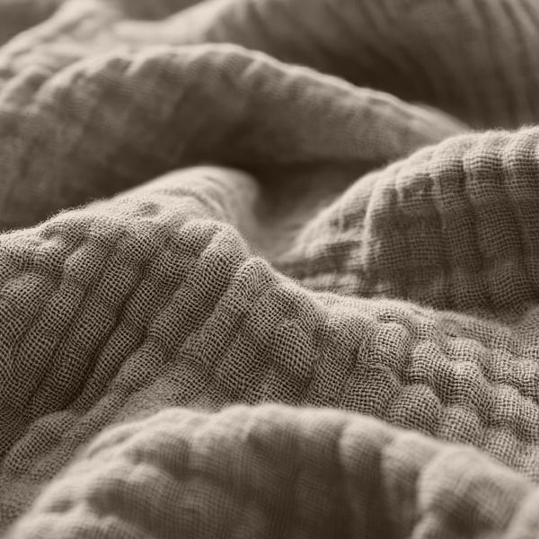 100% Cotton Fitted Sheet Mousseline | Taupe | Double 140 x 200cm (L) x 30cm (D) - The Bedding & Blankets Store