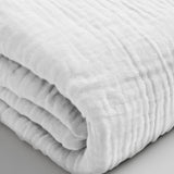 100% Cotton Fitted Sheet Mousseline | White | Double 140 x 200cm (L) x 30cm (D) - The Bedding & Blankets Store