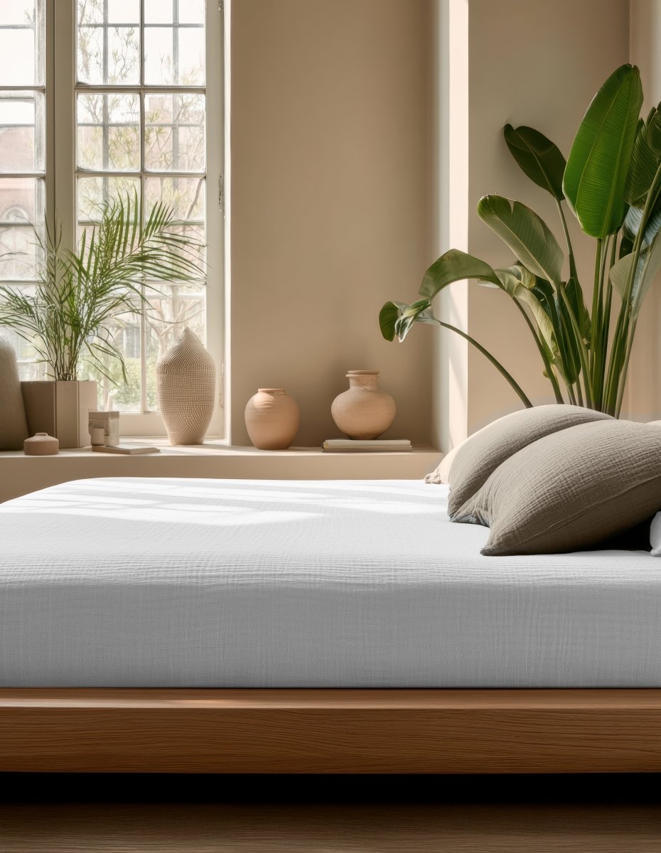 100% Cotton Fitted Sheet Mousseline | White | Double 140 x 200cm (L) x 30cm (D) - The Bedding & Blankets Store