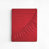 100% Cotton Fitted Sheet | Red | Single Narrow (EU) 70 x 200cm (L) x 30cm (D) - The Bedding & Blankets Store