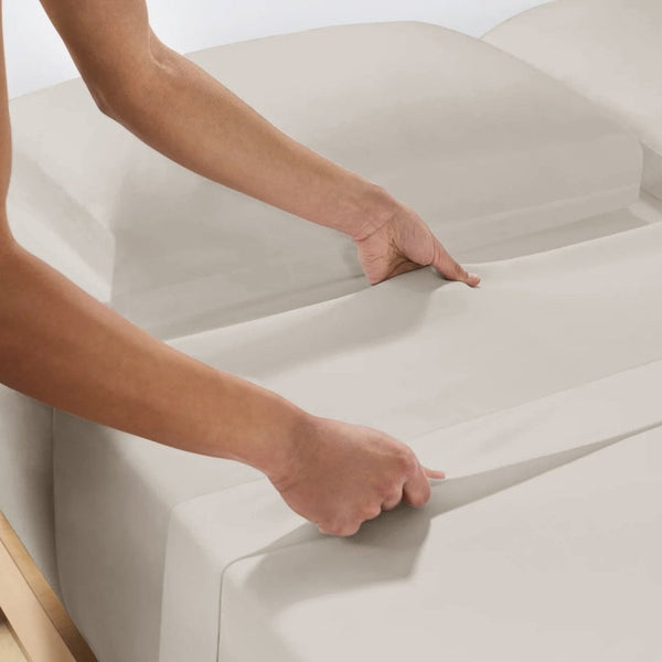 100% Cotton Flat Sheet | Cream | Single Long - 150cm (W) x 250cm (L) - The Bedding & Blankets Store