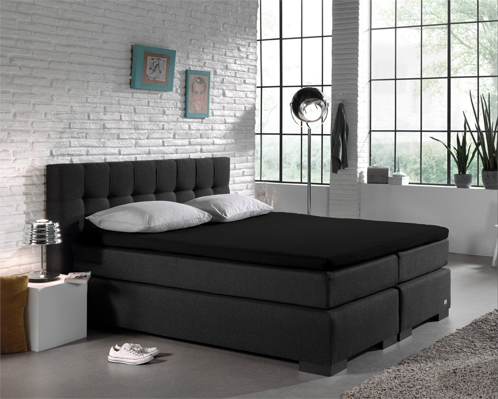 100% Cotton Jersey Fitted Sheet for Split Topper | Black | Single - 140cm (W) x 200cm (L) - The Bedding & Blankets Store