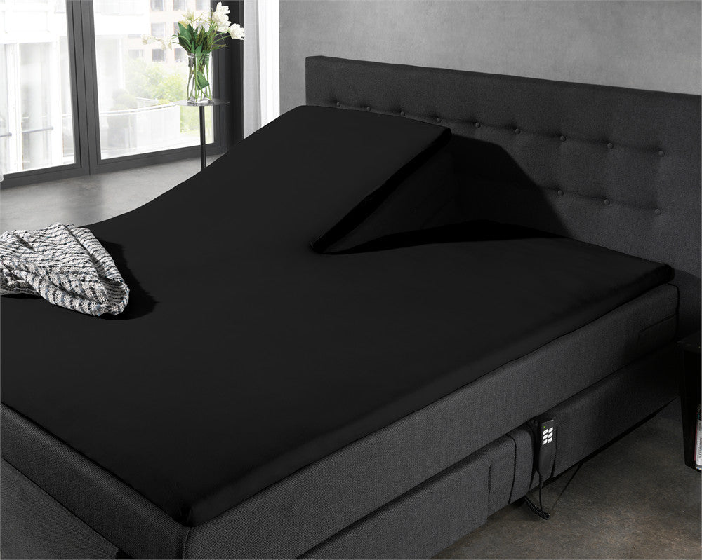 100% Cotton Jersey Fitted Sheet for Split Topper | Black | Single - 140cm (W) x 200cm (L) - The Bedding & Blankets Store