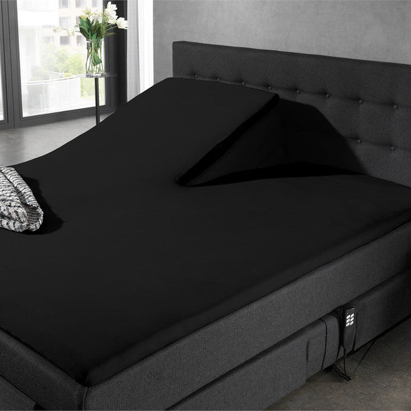 100% Cotton Jersey Fitted Sheet for Split Topper | Black | Single - 140cm (W) x 200cm (L) - The Bedding & Blankets Store