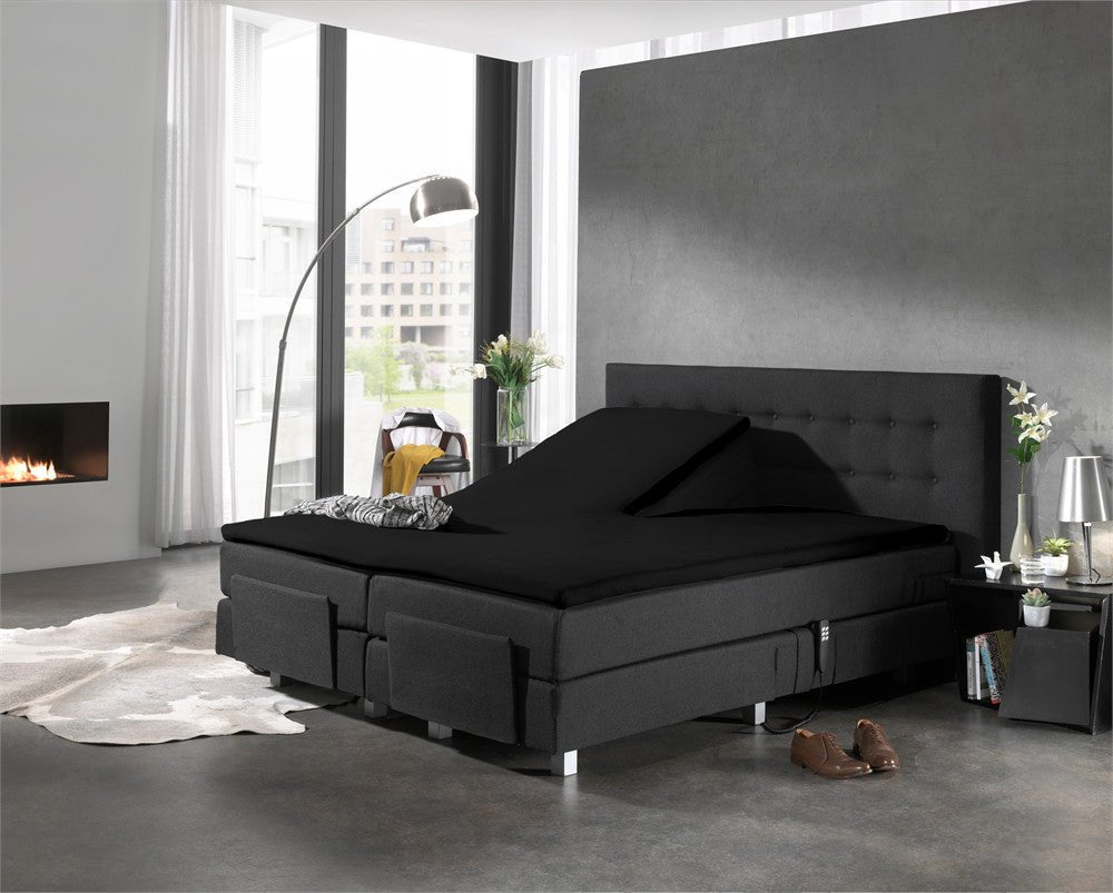 100% Cotton Jersey Fitted Sheet for Split Topper | Black | Single - 140cm (W) x 200cm (L) - The Bedding & Blankets Store