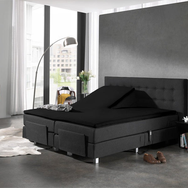 100% Cotton Jersey Fitted Sheet for Split Topper | Black | Single - 140cm (W) x 200cm (L) - The Bedding & Blankets Store