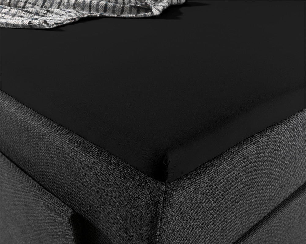 100% Cotton Jersey Fitted Sheet for Split Topper | Black | Single - 140cm (W) x 200cm (L) - The Bedding & Blankets Store