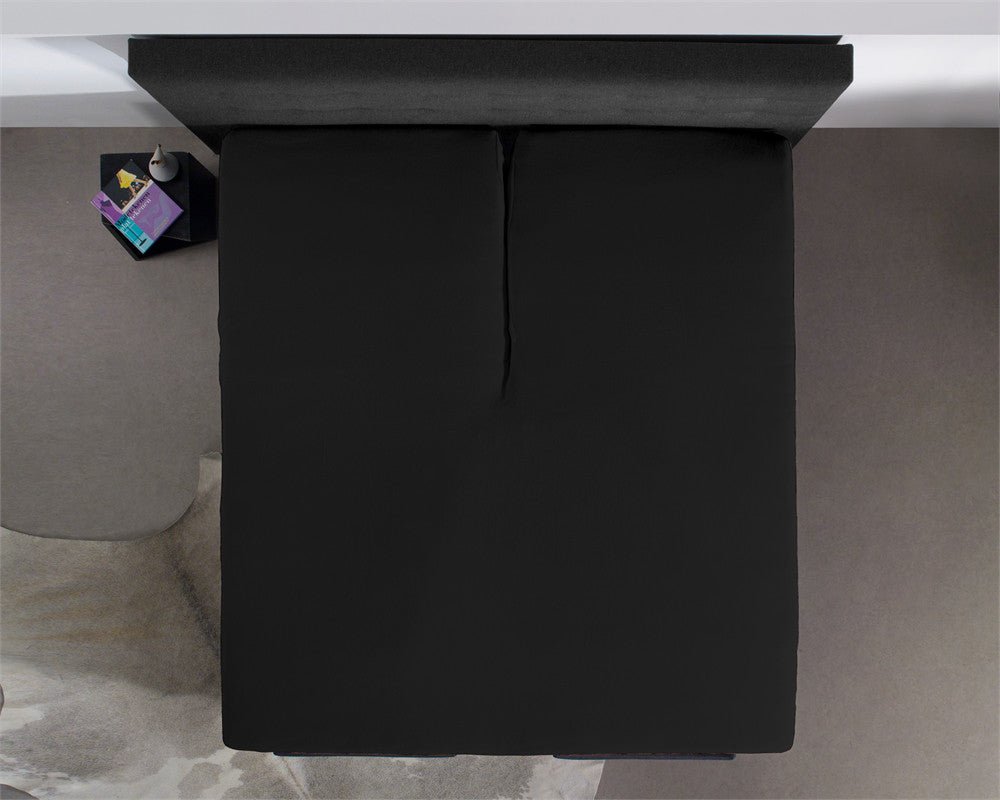 100% Cotton Jersey Fitted Sheet for Split Topper | Black | Single - 140cm (W) x 200cm (L) - The Bedding & Blankets Store