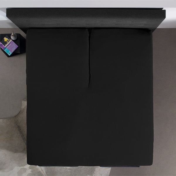 100% Cotton Jersey Fitted Sheet for Split Topper | Black | Single - 140cm (W) x 200cm (L) - The Bedding & Blankets Store