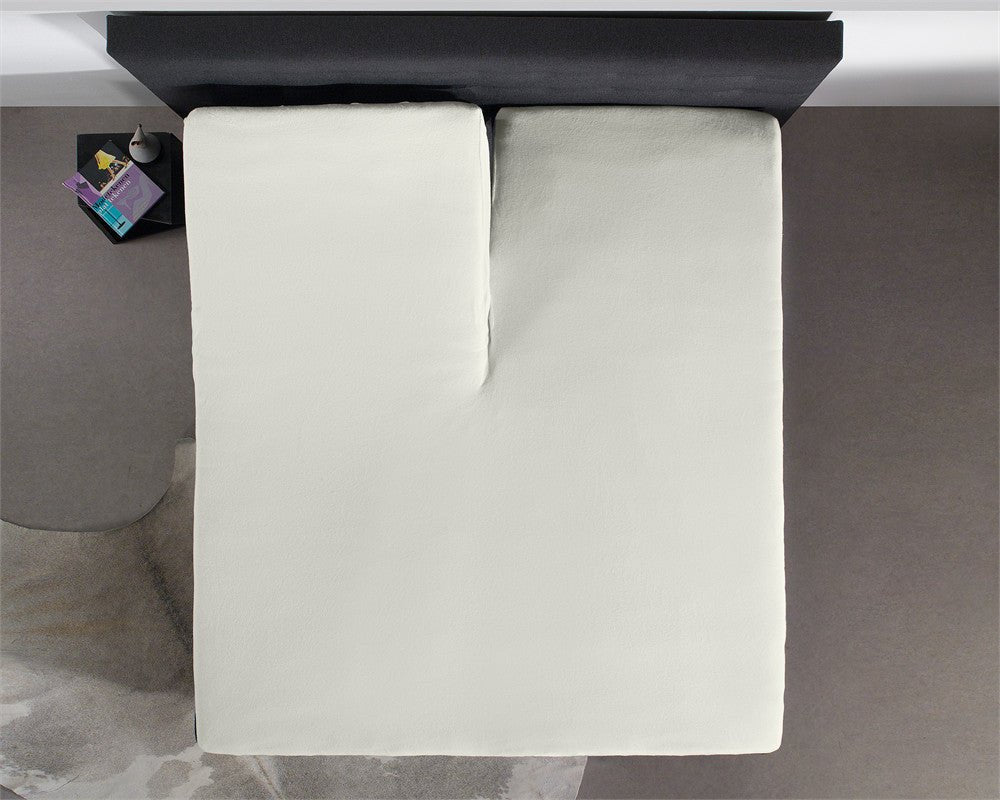 100% Cotton Jersey Fitted Sheet for Split Topper | Cream | Single - 140cm (W) x 200cm (L) - The Bedding & Blankets Store