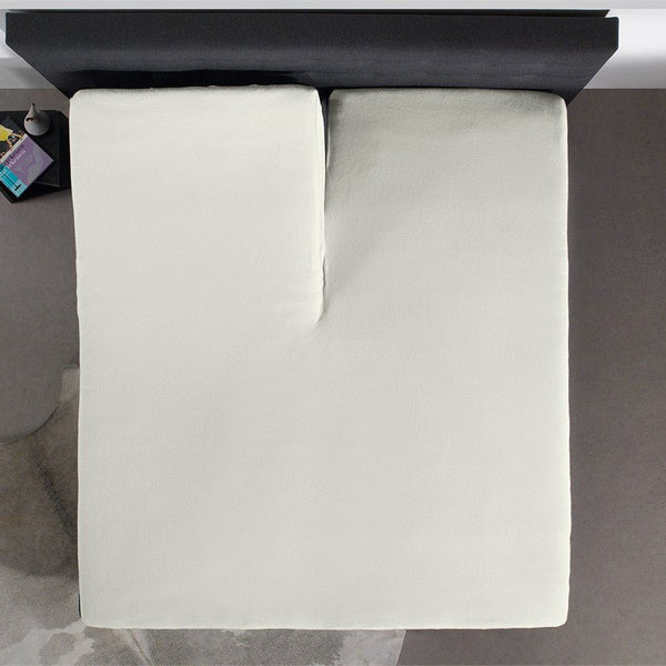 100% Cotton Jersey Fitted Sheet for Split Topper | Cream | Single - 140cm (W) x 200cm (L) - The Bedding & Blankets Store