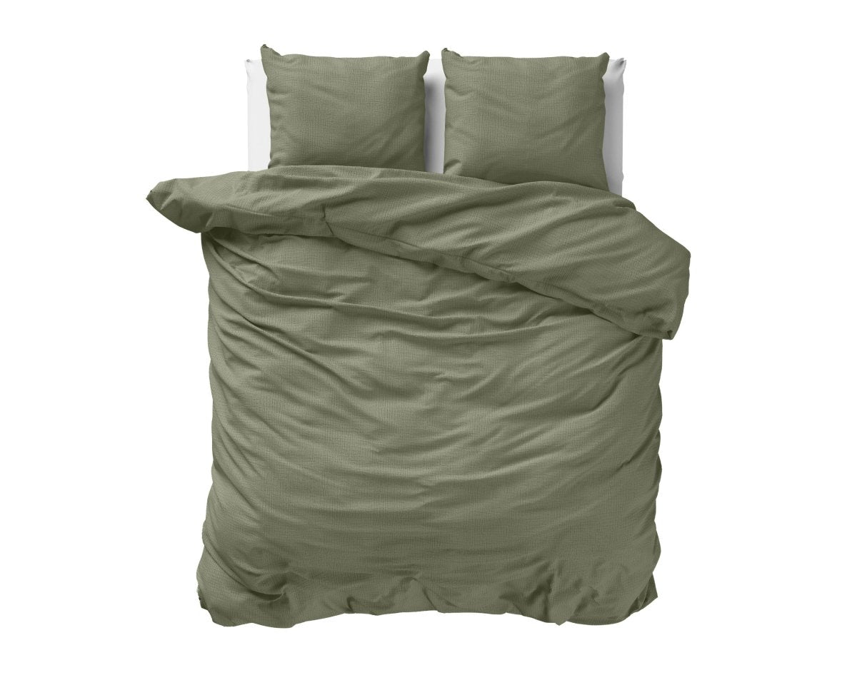 100% Cotton Muslin Duvet Cover Set Mossy | Green | King - 240cm (W) x 200/220cm (L) - The Bedding & Blankets Store