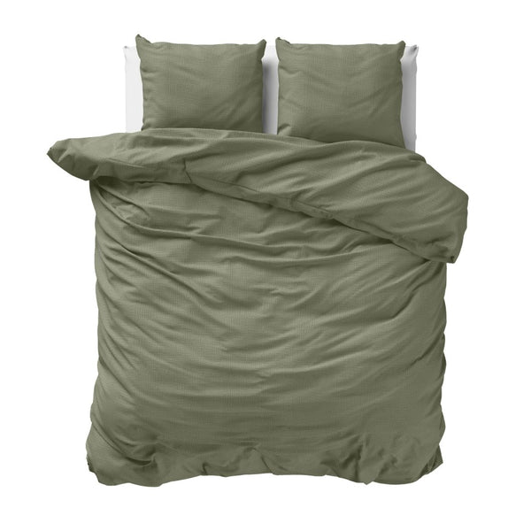 100% Cotton Muslin Duvet Cover Set Mossy | Green | King - 240cm (W) x 200/220cm (L) - The Bedding & Blankets Store