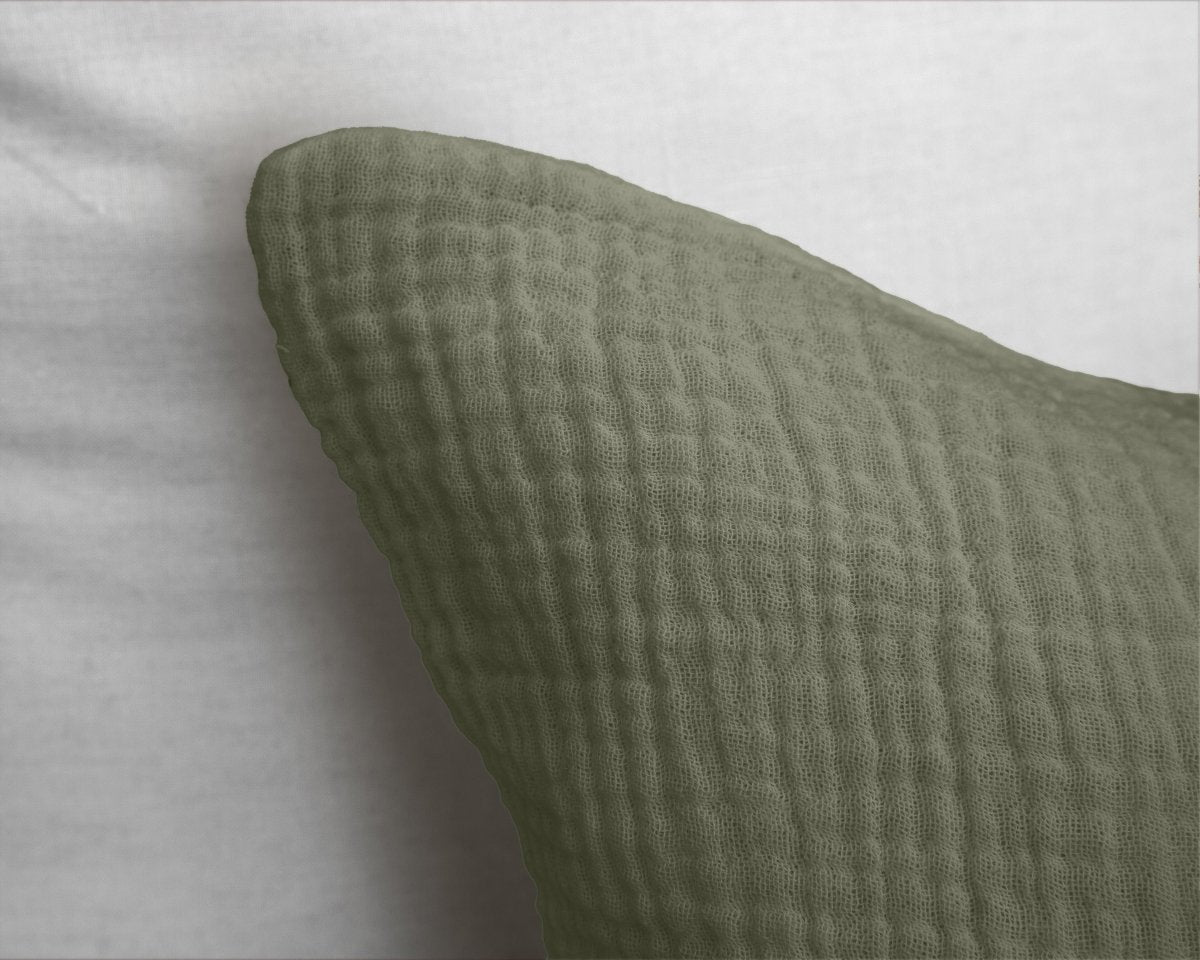 100% Cotton Muslin Duvet Cover Set Mossy | Green | King - 240cm (W) x 200/220cm (L) - The Bedding & Blankets Store