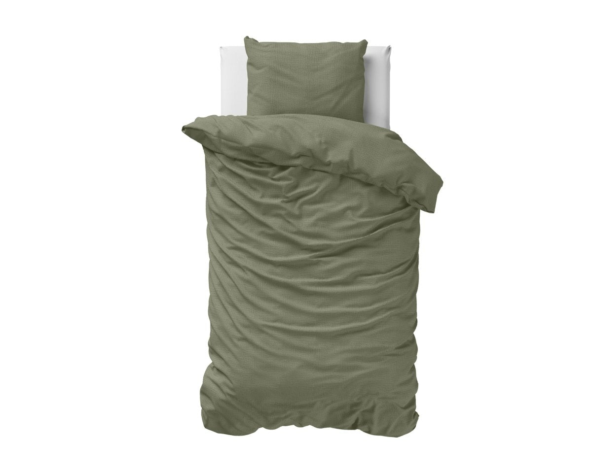 100% Cotton Muslin Duvet Cover Set Mossy | Green | King - 240cm (W) x 200/220cm (L) - The Bedding & Blankets Store