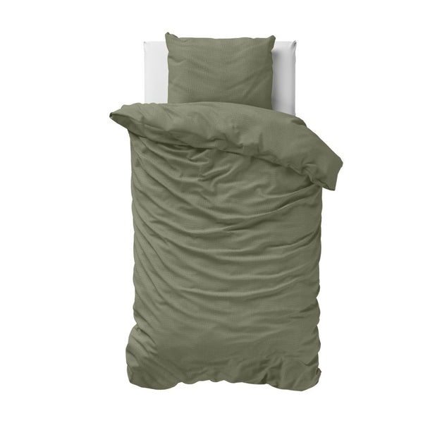 100% Cotton Muslin Duvet Cover Set Mossy | Green | King - 240cm (W) x 200/220cm (L) - The Bedding & Blankets Store
