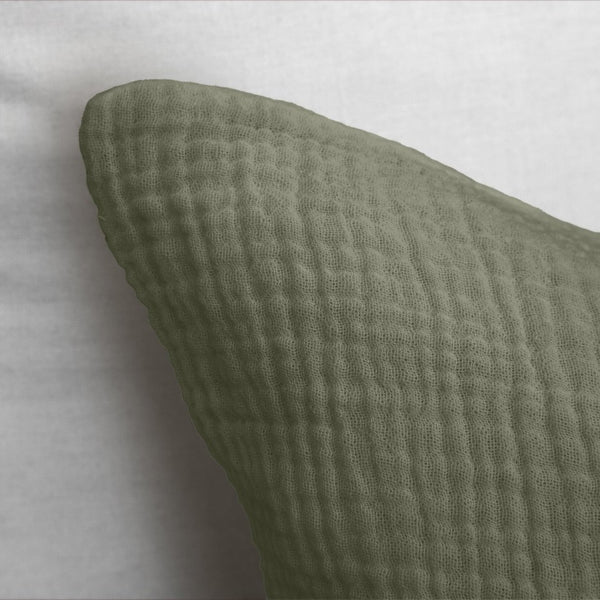 100% Cotton Muslin Duvet Cover Set Mossy | Green | King - 240cm (W) x 200/220cm (L) - The Bedding & Blankets Store
