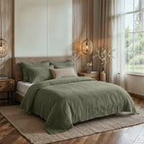100% Cotton Muslin Duvet Cover Set Mossy | Green | King - 240cm (W) x 200/220cm (L) - The Bedding & Blankets Store
