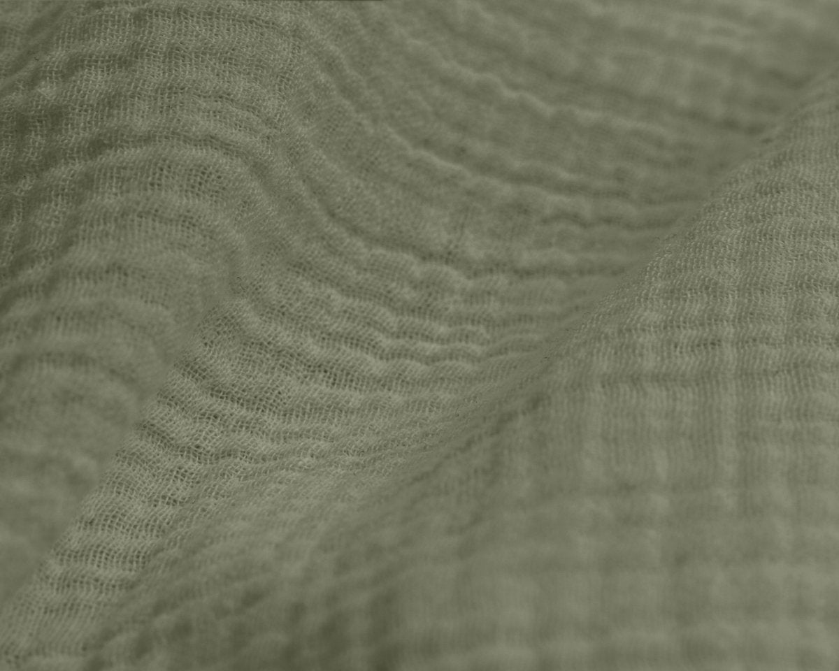 100% Cotton Muslin Duvet Cover Set Mossy | Green | King - 240cm (W) x 200/220cm (L) - The Bedding & Blankets Store