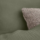 100% Cotton Muslin Duvet Cover Set Mossy | Green | King - 240cm (W) x 200/220cm (L) - The Bedding & Blankets Store