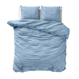 100% Cotton Muslin Duvet Cover Set Mousseline | Blue | Single Long - 140cm (W) x 200cm (L) - The Bedding & Blankets Store