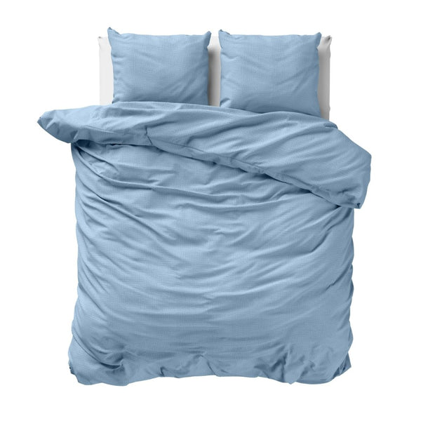 100% Cotton Muslin Duvet Cover Set Mousseline | Blue | Single Long - 140cm (W) x 200cm (L) - The Bedding & Blankets Store