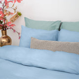 100% Cotton Muslin Duvet Cover Set Mousseline | Blue | Single Long - 140cm (W) x 200cm (L) - The Bedding & Blankets Store