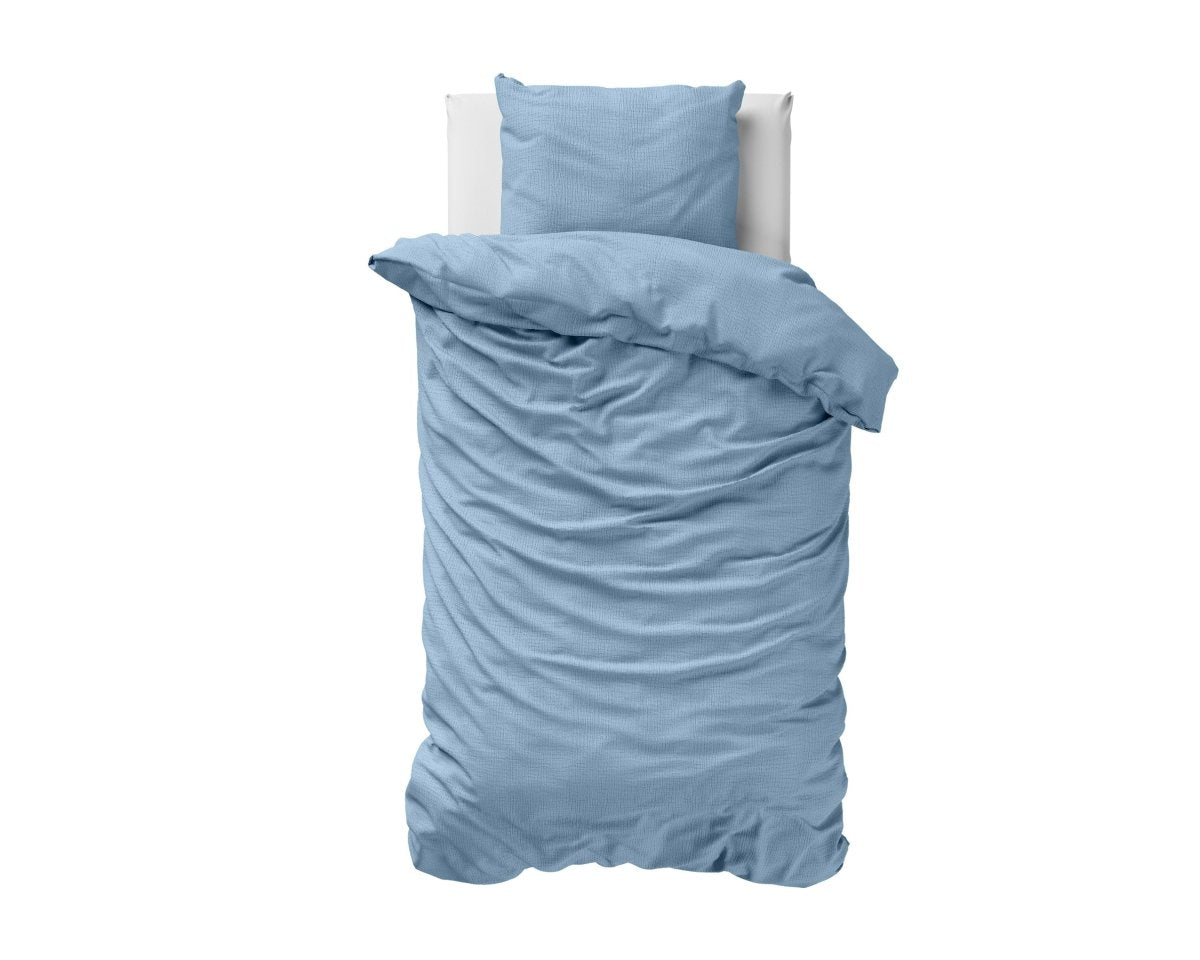 100% Cotton Muslin Duvet Cover Set Mousseline | Blue | Single Long - 140cm (W) x 200cm (L) - The Bedding & Blankets Store